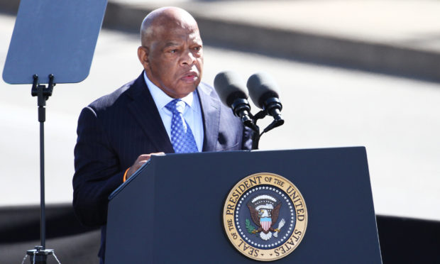 Civil Rights leader John Lewis speaks during activities commemorating the 50th anniversary of the Bloody Sunday crossing of the Edmund Pettus Bridge in Selma, Alabama, in March 2015.