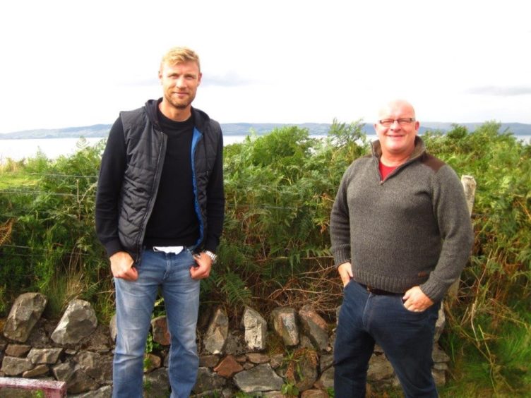 Mowi harvest manager John Angus Gillies bumped into Freddie Flintoff prior to the group departing