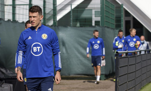 Ryan Jack walks out for Scotland training