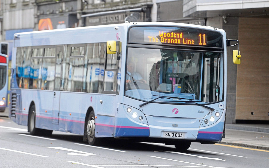 The 11 service by First Aberdeen heading to Woodend.