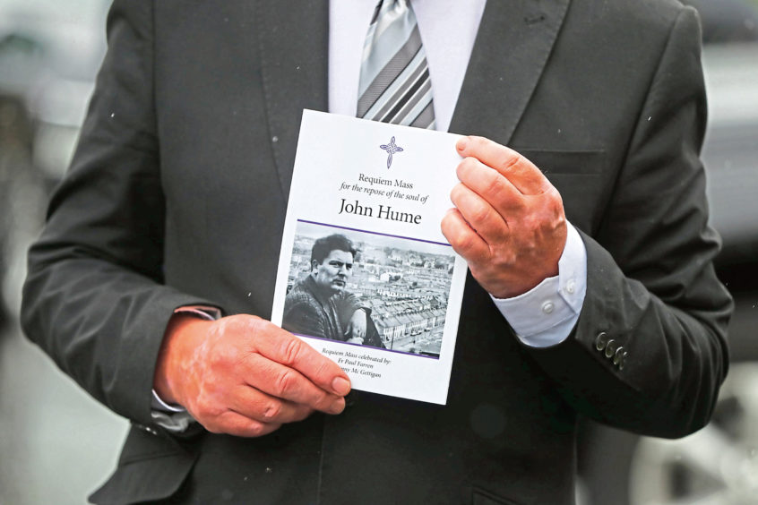 The order of service for the funeral of John Hume at St Eugene's Cathedral in Londonderry.