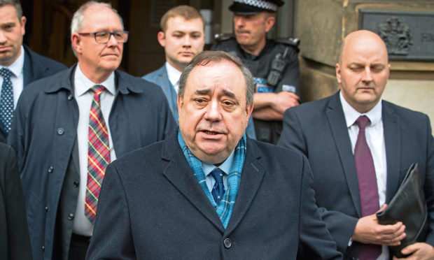 Alex Salmond leaving the High Court in Edinburgh