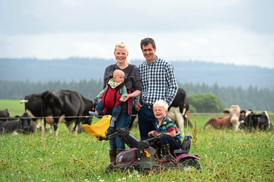 June and Gordon Whiteford with their children Alexander, 4, and four-month-old Struan.