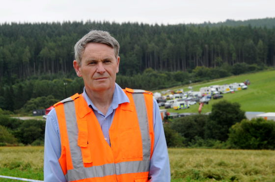 Pictured is Simon French (Chief Inspector of Rail Accidents at Rail Accident Investigation Branch) at the scene of Wednesday's fatal railway derailment near Stonehaven.
Picture by DARRELL BENNS
Pictured on 14/08/2020