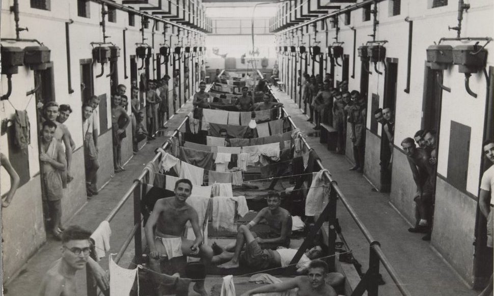Allied prisoners of war at Changi prison in 1945.