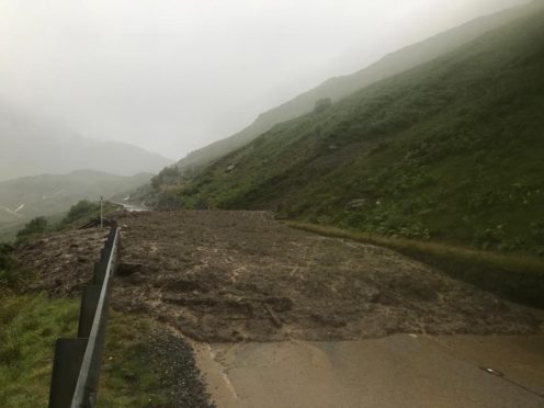 BEAR Scotland - A83 Rest and Be Thankful - Debris on the A83 following multiple landslips.