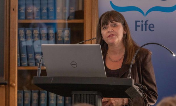 Mental Health Minister Clare Haughey speaking at an NHS annual review in Fife. Picture by Steven Brown