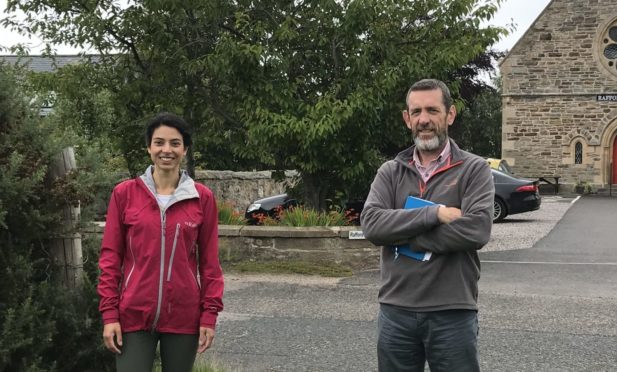 Finderne Development Trust development manager, Pery Zakeri, and Joe Gribben, community-led housing officer at Community Housing Scotland, at Brockloch.