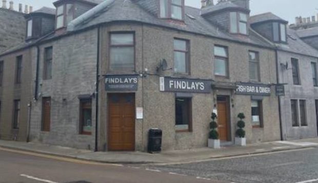 Findlay's Fish and Chip Shop on the corner of Commerce Street and Cross Street.