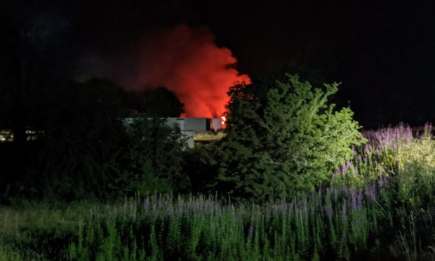 The fire at the former Cordyce School last night. Picture by Kirsten Robertson