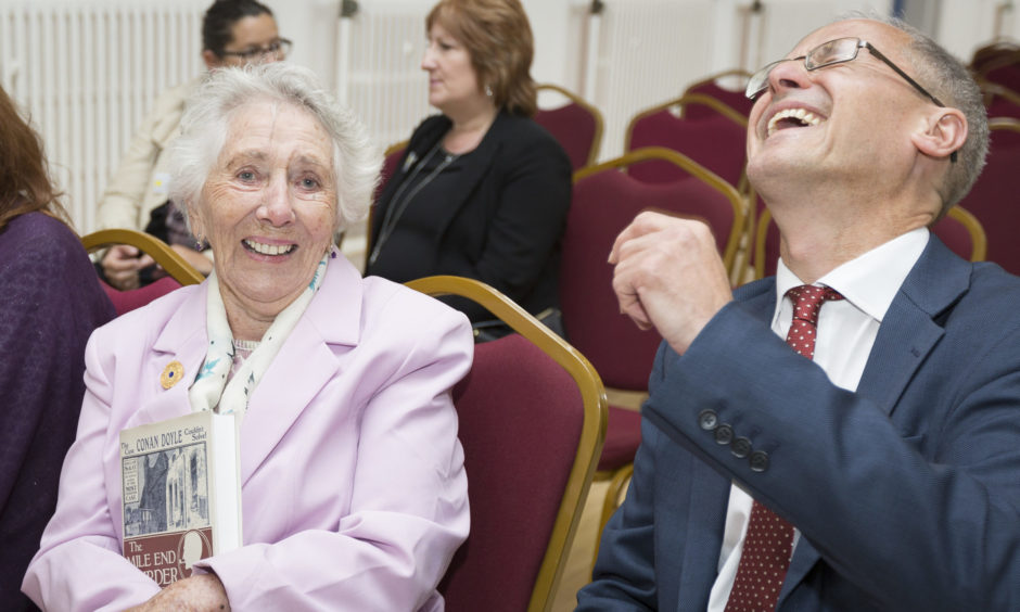 Jean with author Sinclair McKay sharing a joke at the 2017 Veterans Reunion.
