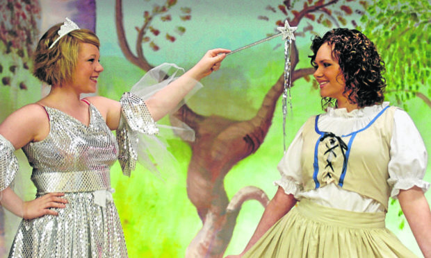 Nicki Vass as the Fairy Godmother and Rachel Forbes as Cinderella in a Culter Theatre Group pantomime. Picture by Raymond Besant