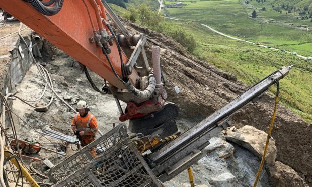 Work taking shapre on the Old Military Road, A83 Rest and Be Thankful.