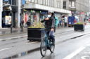 A Deliveroo delivery person cycling on Union Street, Aberdeen during the coronavirus outbreak.
Picture by Darrell Benns.