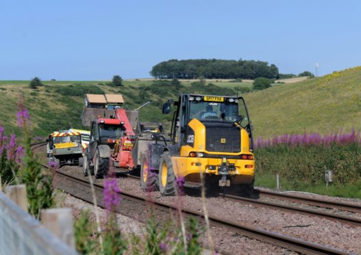 Coastguard teams drive onto the tracks at Carmont signal box.
Picture by Kath Flannery.