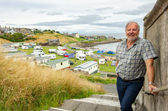 Pictures by JASON HEDGES    
05.08.2020 - Councillor John Cox at Portsoy over looking a campsite from the viewpoint at Aird Green.
Picture by Jason Hedges