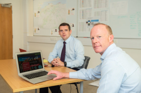Moray MP Douglas Ross joins Laurie Piper, chief executive of Visit Moray Speyside, as they hold a joint virtual conference with Moray tourism industry representatives. Picture by Jason Hedges