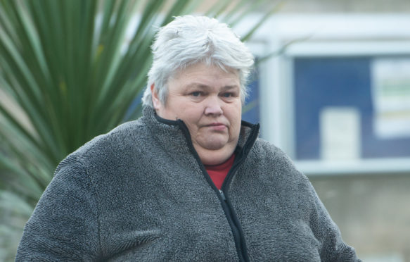 Janice Russell leaving Elgin Sheriff Court at a previous hearing.