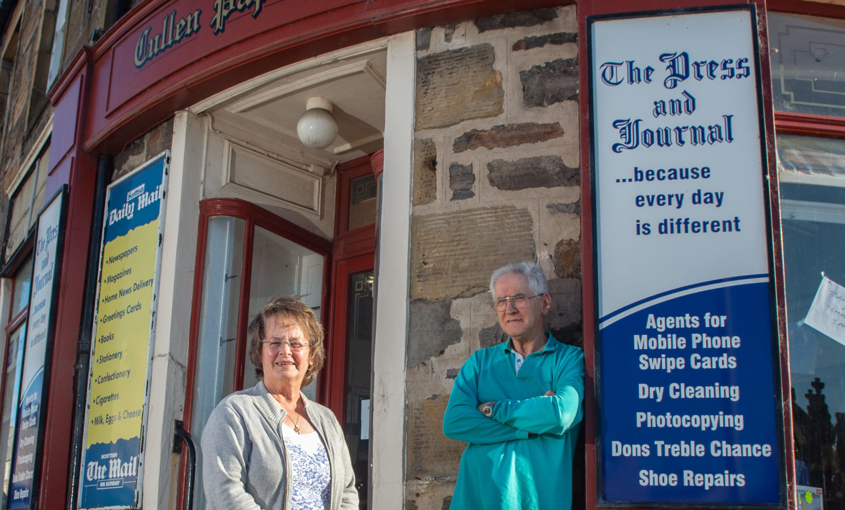 Popular Cullen paper shop owners Alex and Moira Legge. Picture by Jason Hedges.