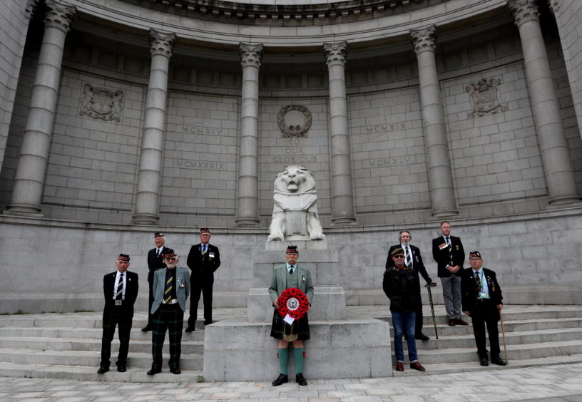 Major (retired) Bob Donald, Sec Aberdeen Branch of the Gordon Highlanders Association (Centre), with other veterans from the Gordon Highlanders on VJ Day.

Picture by Scott Baxter