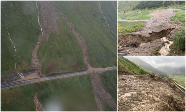 Thousands of tonnes of debris have been brought down onto the A83 and Old Military Roads