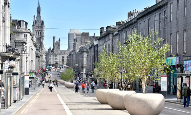 Union Street, Aberdeen, during the local lockdown. Picture by Scott Baxter