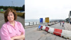 Councillor Wendy Agnew, left, and the Spaces for People measures in Stonehaven
