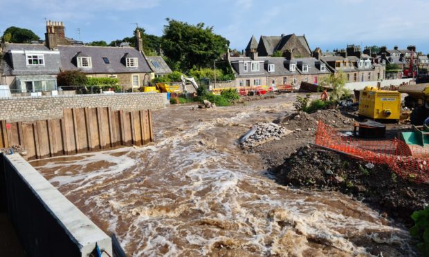 The torrential rain raised the water levels of the Carron river on August 12.