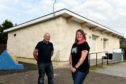 CR0022992
The Bothie youth club in Kintore was vandalised last month. The repairs cost £200, but a community appeal brought in £700.
Picture of Brian Johnstone (chairman of Action Kintore) and youth worker Rachel Lewis. 

Picture by Kenny Elrick     10/08/2020