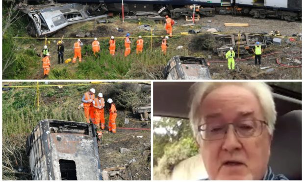 Railway Magazine editor Chris Milner, bottom right, speaking about the tragic train derailment near Stonehaven.