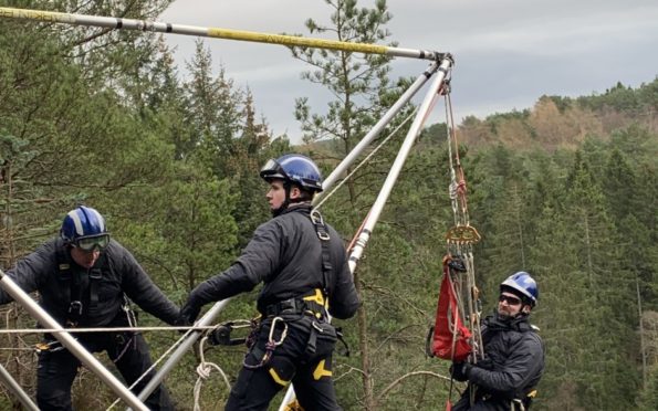 The rope rescue team in training