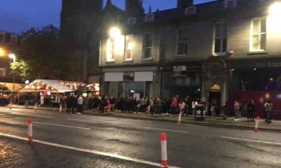 Queues outside Soul Bar, Aberdeen.