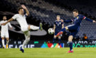Israel's Bibras Natcho (L) and Callum McGregor of Scotland during the UEFA Nations League match last night.