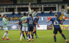 Shane Duffy heads home a debut goal to make it 3-0 during the Scottish Premiership match between Ross County and Celtic