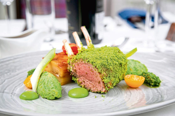 A rack of Scotch Lamb at the Porterhouse Steakhouse, Thainstone Centre, Inverurie.