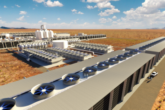 A rendering of what one of Carbon Engineering's large-scale DAC plants looks like.