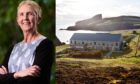 Ann Cleeves, left, and an artist impression of the new Fair Isle Bird Observatory.