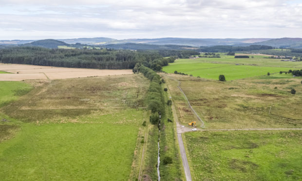 The straightened section of the Beltie Burn.