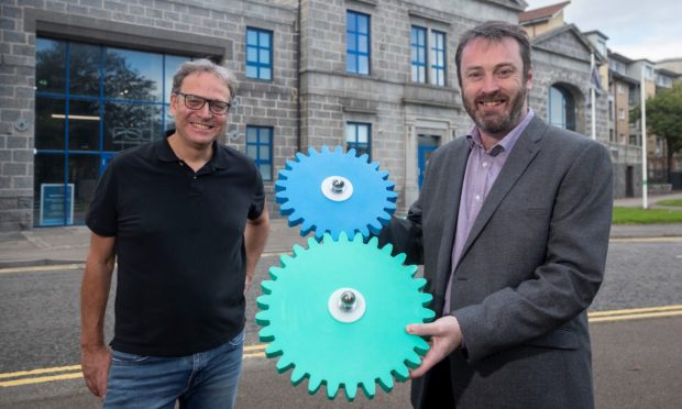 Matthias Rudloff (left), project manager at Huttinger Interactive Exhibitions, with Aberdeen Science Centre CEO Bryan Snelling.