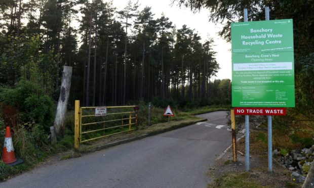 Banchory Household Waste Recycling Centre, Banchory, where Deeside residents have had to go in the absence of the Ballater Saturday waste lorry.