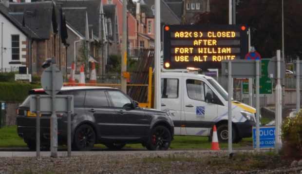 The A82 is closed at Fort William. Image: Iain Ferguson stock image.