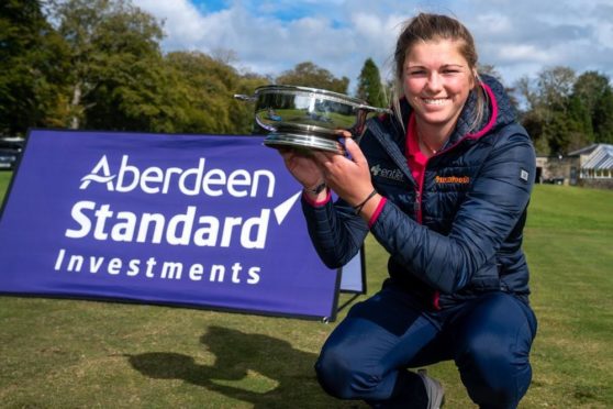 Hannah McCook celebrates winning the ladies order of merit on the Tartan Pro Tour.