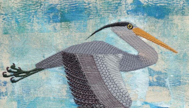 One of the artworks in the display by Tarland artist Mia Buehr, of a heron. Image courtesy of Dee Catchment Partnership