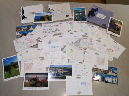 Postcards from schoolchildren in Stonehaven, which were sent to residents in twin town Athens, Alabama.