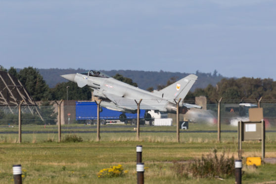 An RAF Typhoon being launched today