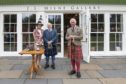 Mr Milne with his wife Gillian and HRH The Duke of Rothesay outside the Highland Games Pavillion at the Princess Royal and Duke of Fife
Memorial park in Braemar.
