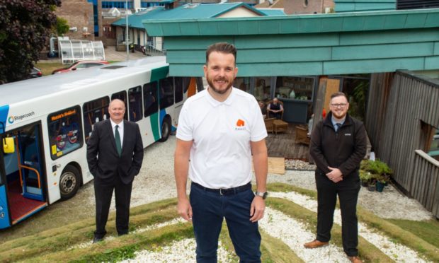 L2R - MD of Stagecoach, Highlands David Beaton, Andrew Benjamin, centre fundraiser manager and Alex Flanagan, Stagecoach Highlands Operations manager