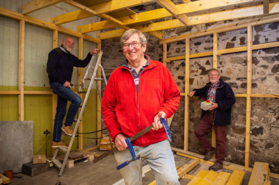 Renovation work begins - L-R:
Andy Campbell (Volunteer), Stan Slater (Director of Three Kings Cullen Association), Malcolm Hope (Volunteer).