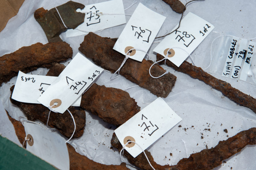 Artefacts uncovered during the dig at the Portgordon ice house. Pictures by Jason Hedges.
