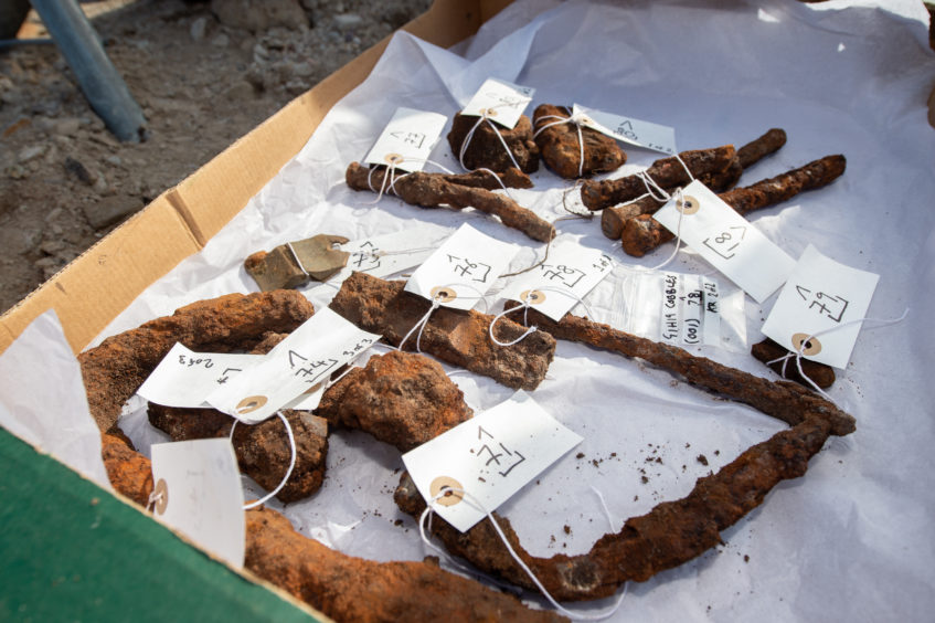 Artefacts uncovered during the dig at the Portgordon ice house. Pictures by Jason Hedges.
